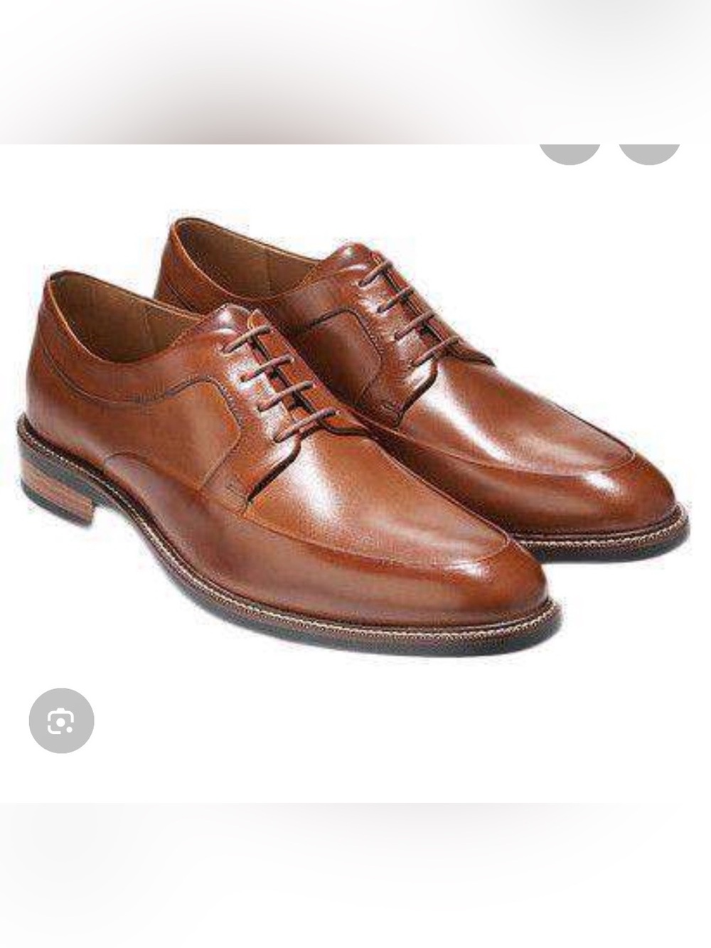 Cole Haan Tan Leather Cap-Toe Oxfords with Light Green Laces